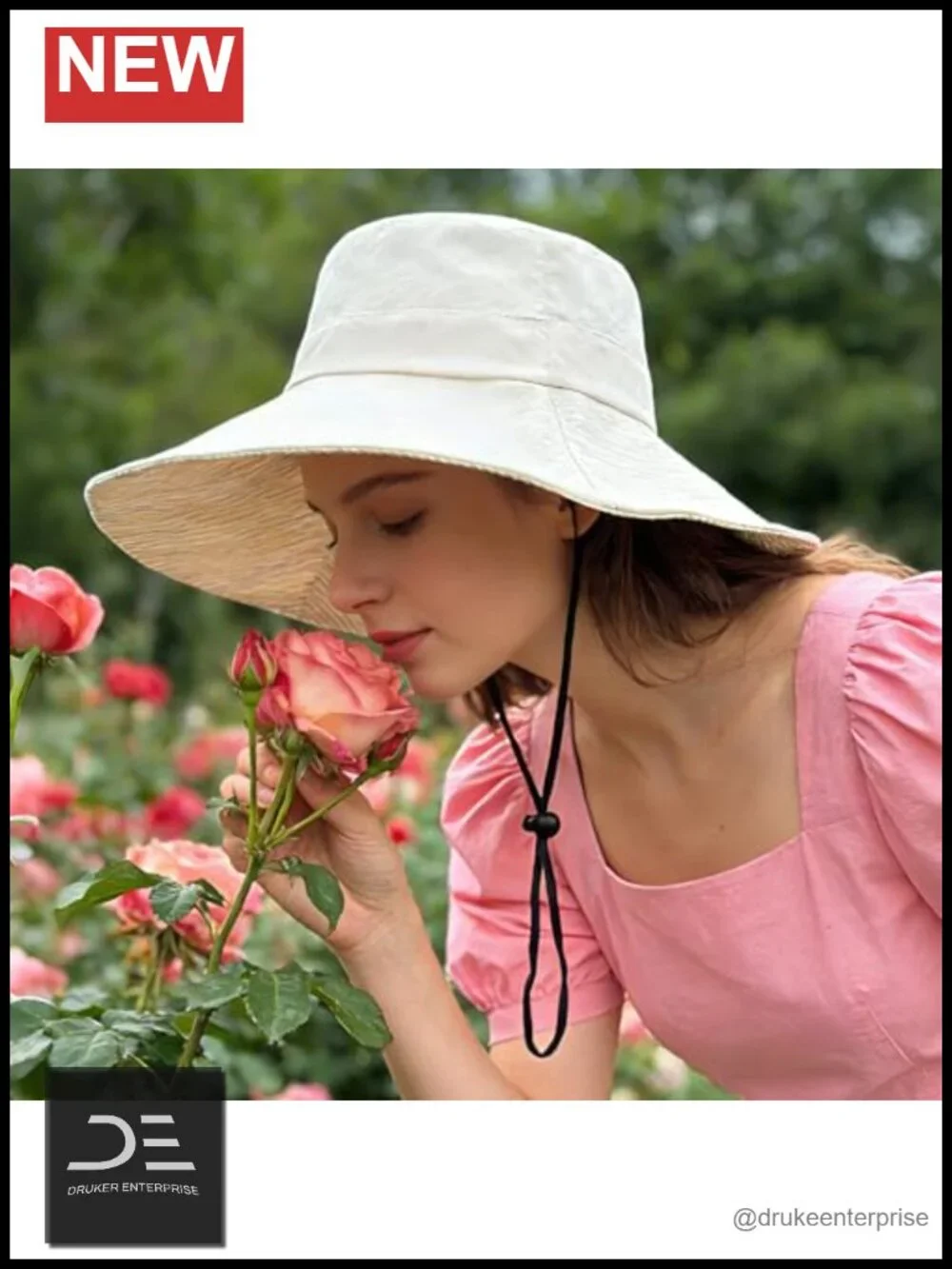 Wide Brim Foldable Beach Sun Hat UPF50+ with Chin Strap, Packable Travel